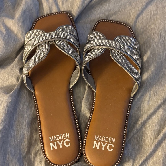 Steve Madden Silver and Brown Slide Sandals - Picture 1 of 2